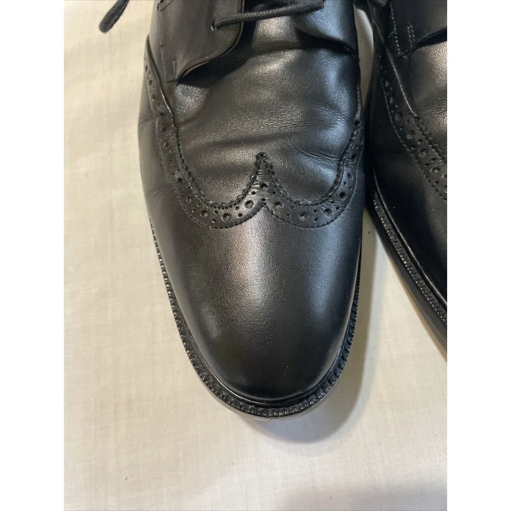 Cole Haan Dress Wingtips Mens Size 10.5 M Black Leather Oxford Block Heel 4/1